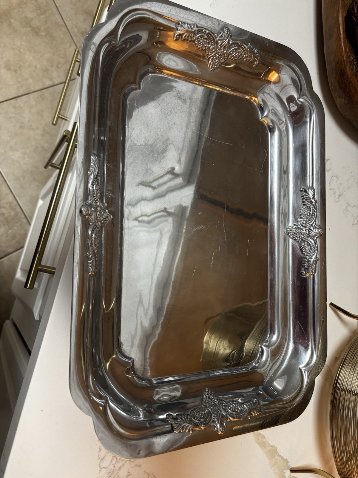 Wallace Silver Plates Ornate Vintage Tray 13”x18”