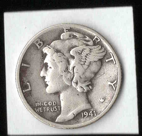 1941-S MERCURY Dime United States USA 1941 S 1941S 10 Cents 90% Percent Silver a 1941-S MERCURY Dime United States USA 1941 S 1941S 10 Cents 90% Percent Silver a