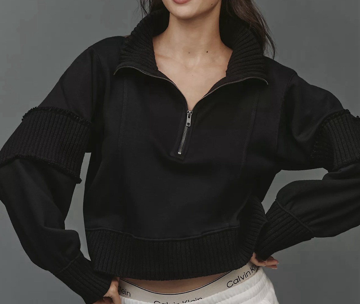 Daily Practice Anthropologie Indy Grab Pullover Sweatshirt Black Size L