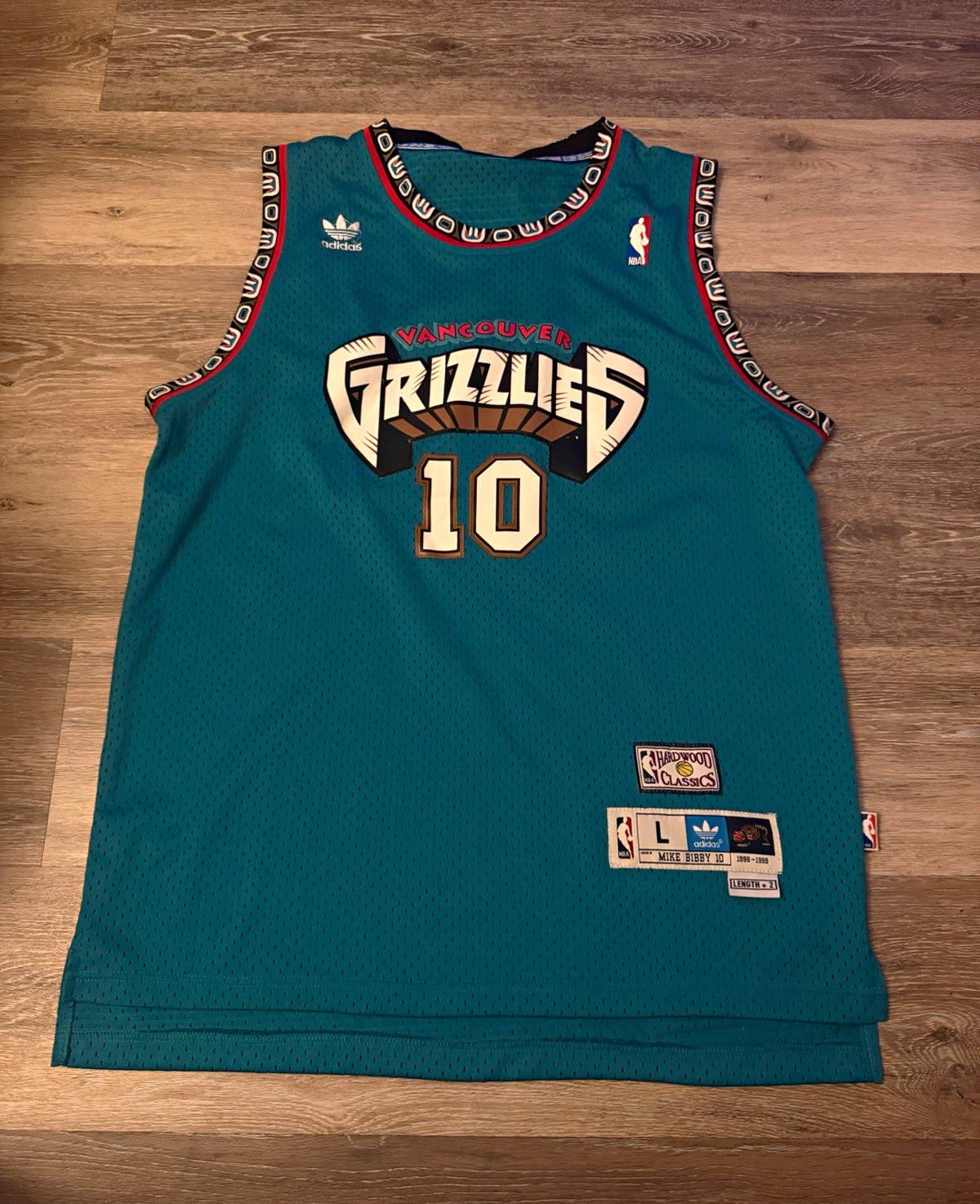 adidas Vancouver Grizzlies Mike Bibby #10 NBA Teal Jersey Size L