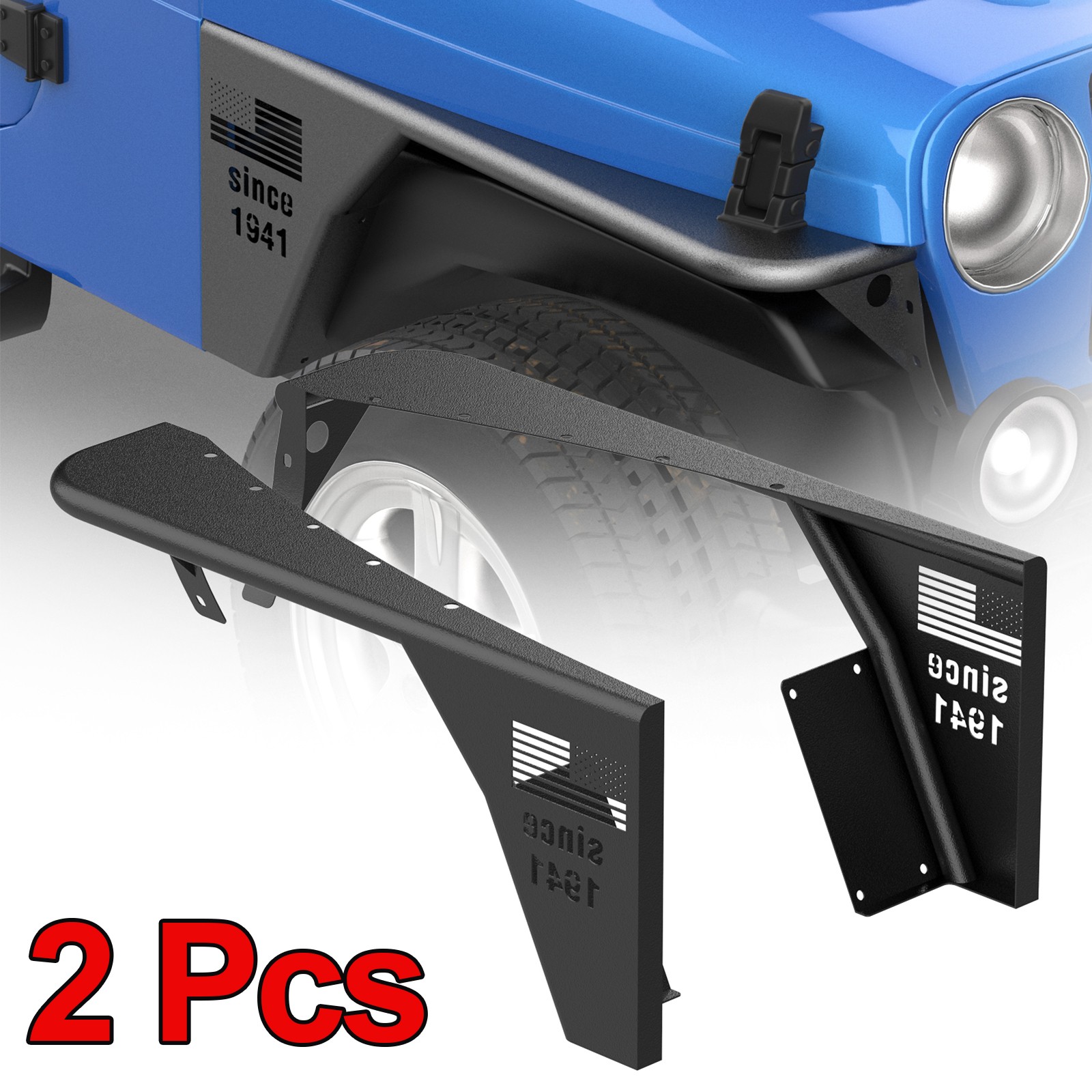 Front Fenders Pair Set Left Right Sides Screw-On for 1997-2006 Jeep Wrangler TJ