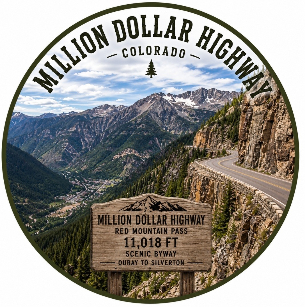 Red Mountain Pass - Million Dollar Highway Metal Sign - Summit Elevation Sign