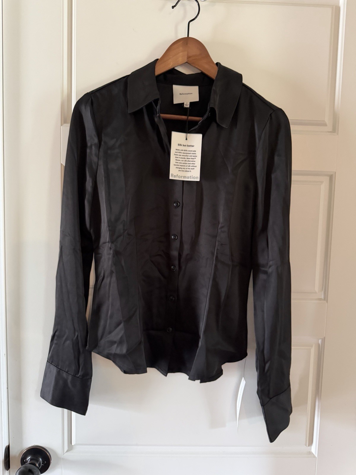 Reformation Women’s Jodie Satin Top Black Size 2