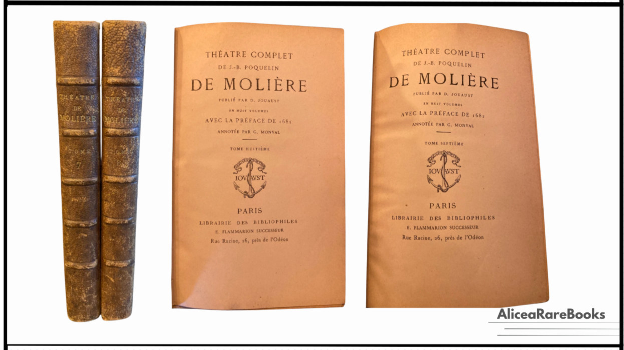 Theatre Complet De Moliere Jouaust Leather Marbled Binding Paris