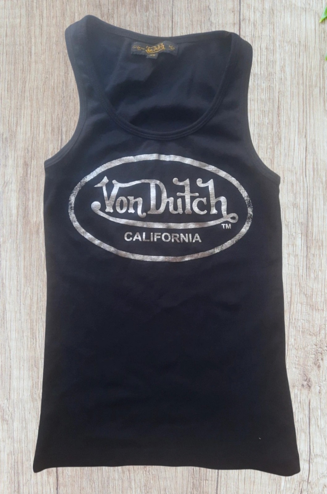 Vintage Y2K Von Dutch California Black Tank Top Shirt Scoop Neck Size XS Vintage Y2K Von Dutch California Black Tank Top Shirt Scoop Neck Size XS