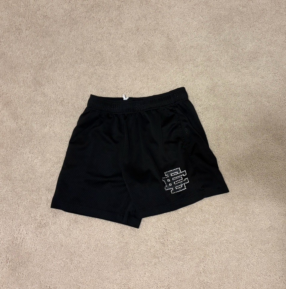 Black EE Shorts and Eric Emanuel EE Basic Short Brown Heart