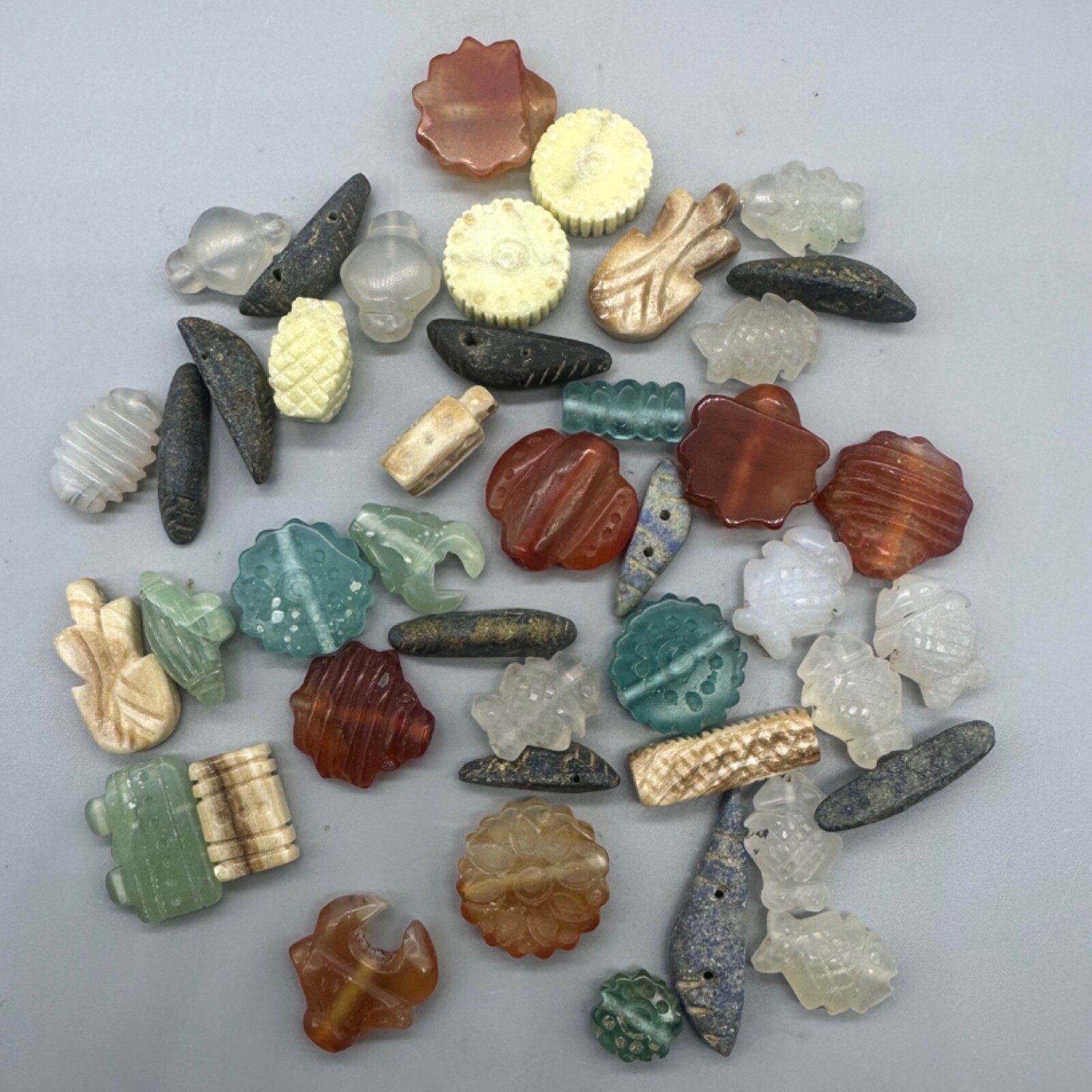 Beautiful Rare Ancient Roman Beads - Agate, Jade , Stone Mix A lot