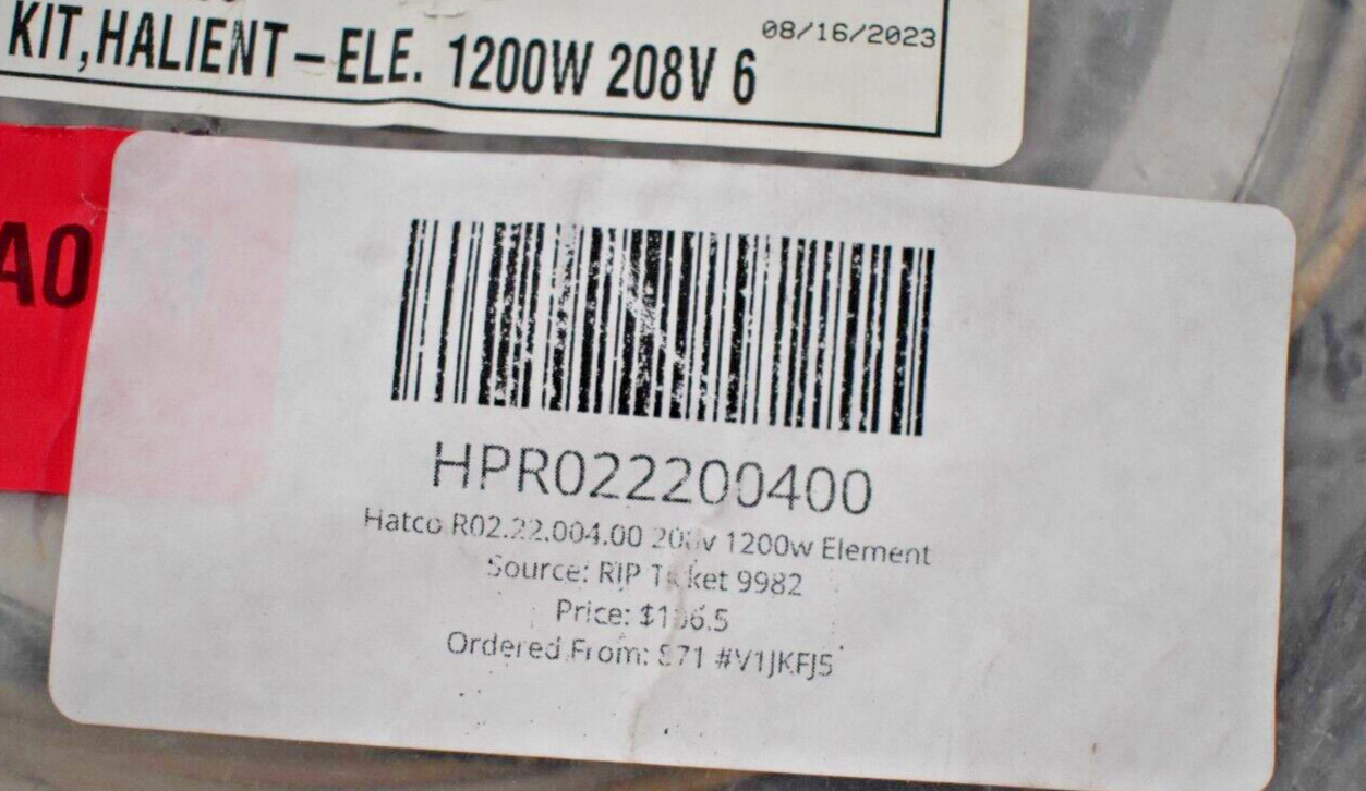 HATCO Heating Element, R02.22.004.00 208V/1200W