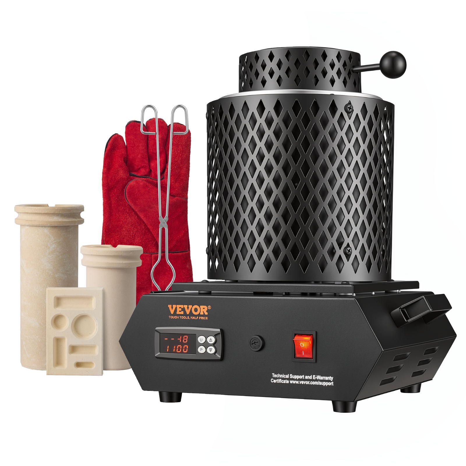 VEVOR Gold Melting Furnace 1350W Electric Digital Melting Furnace 2102 ℉ Temp