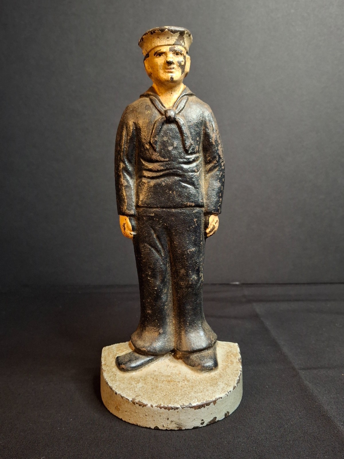 Antique Littco Cast Iron Sailor Doorstop Original Paint 1920s Navy Figure