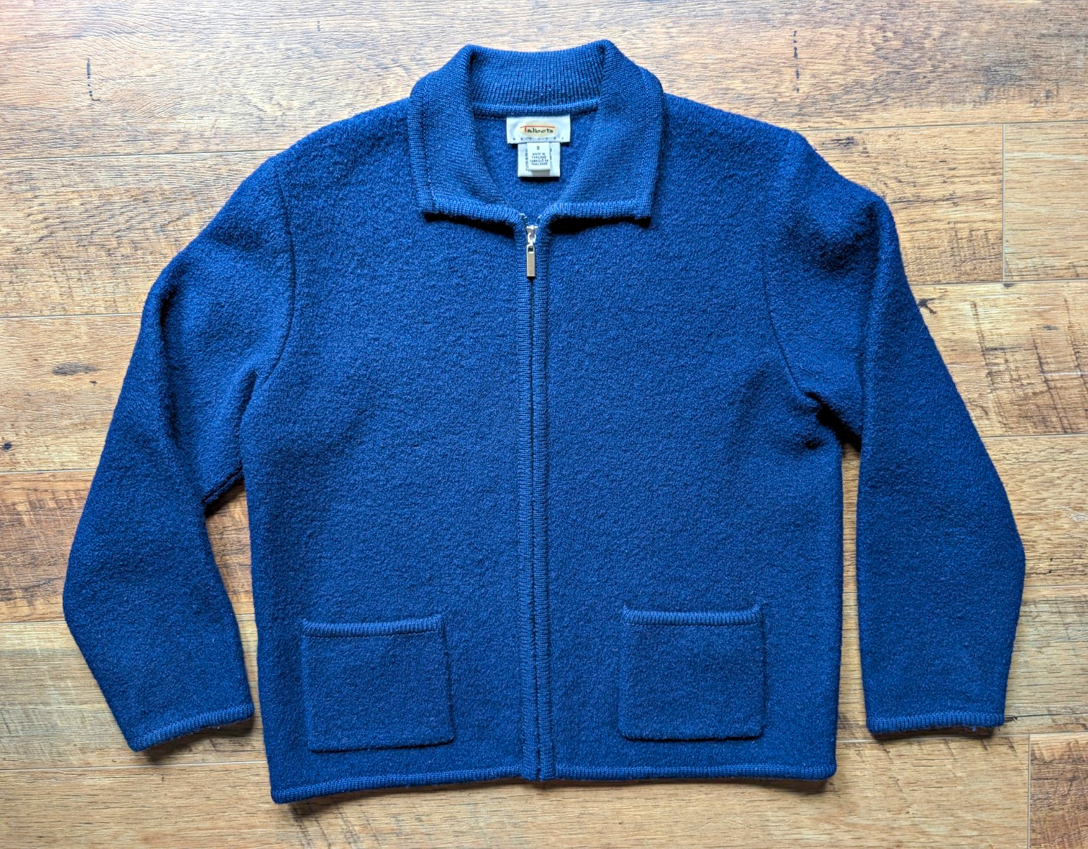 VTG 90s Talbots PS Blue Wool Knit Full Zip Sweater Jacket Pockets Cottage Granny VTG 90s Talbots PS Blue Wool Knit Full Zip Sweater Jacket Pockets Cottage Granny