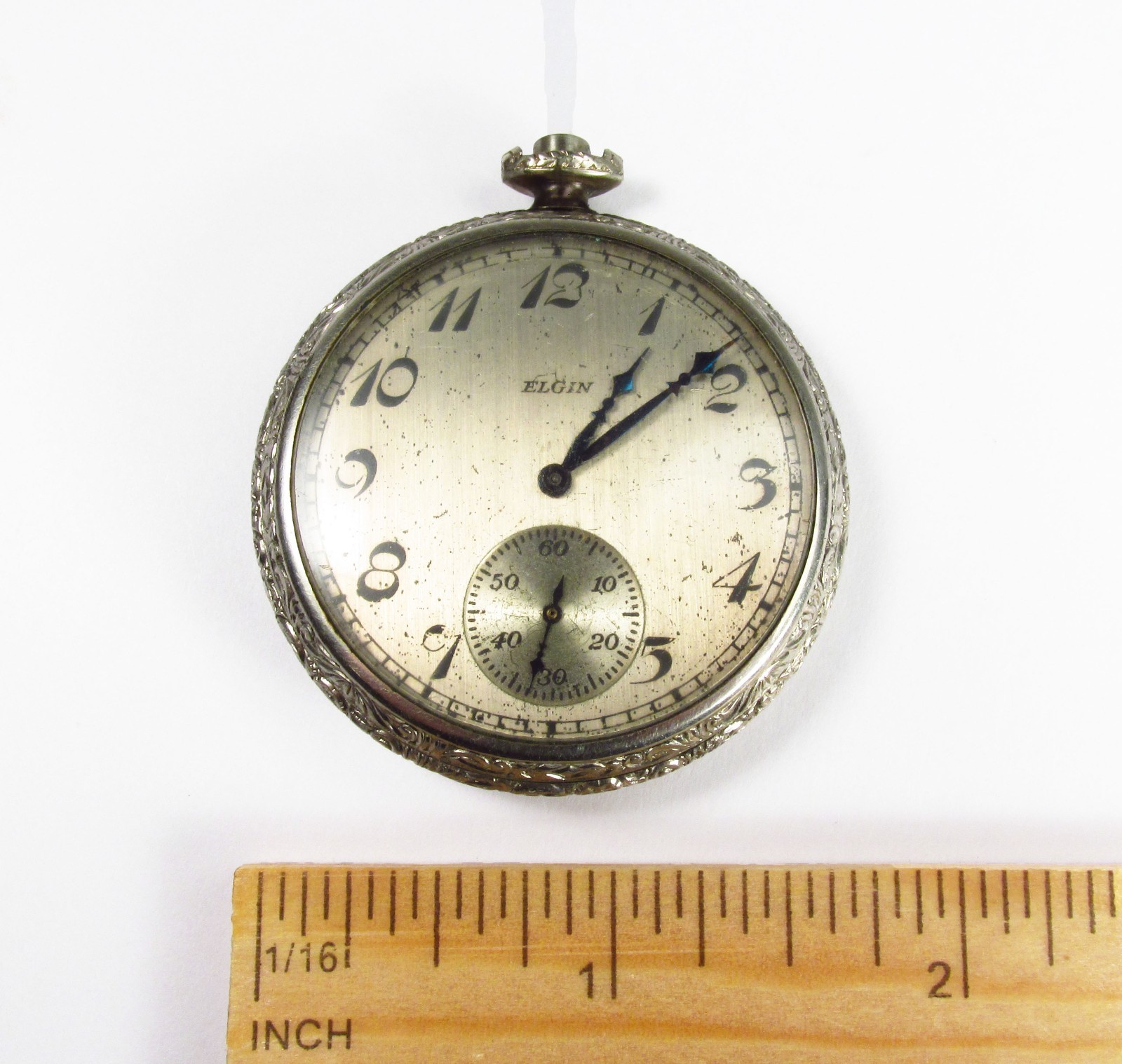 Antique 1923 Elgin USA 17J 12s Grade 345 10K White GF Men\'s Pocket Watch As-Is