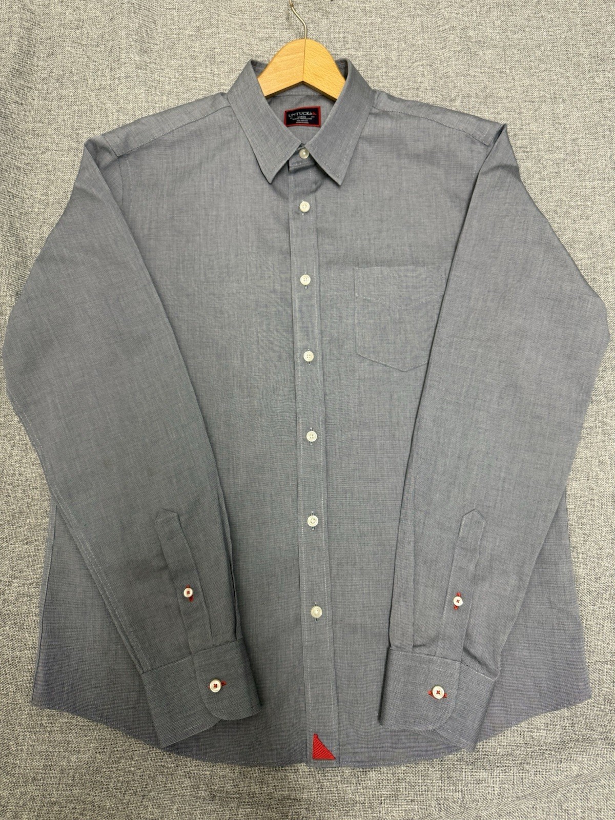 UNTUCKit Men\'s Large Blue Pío Cesare Shirt Relaxed Fit Wrinkle Free Cotton