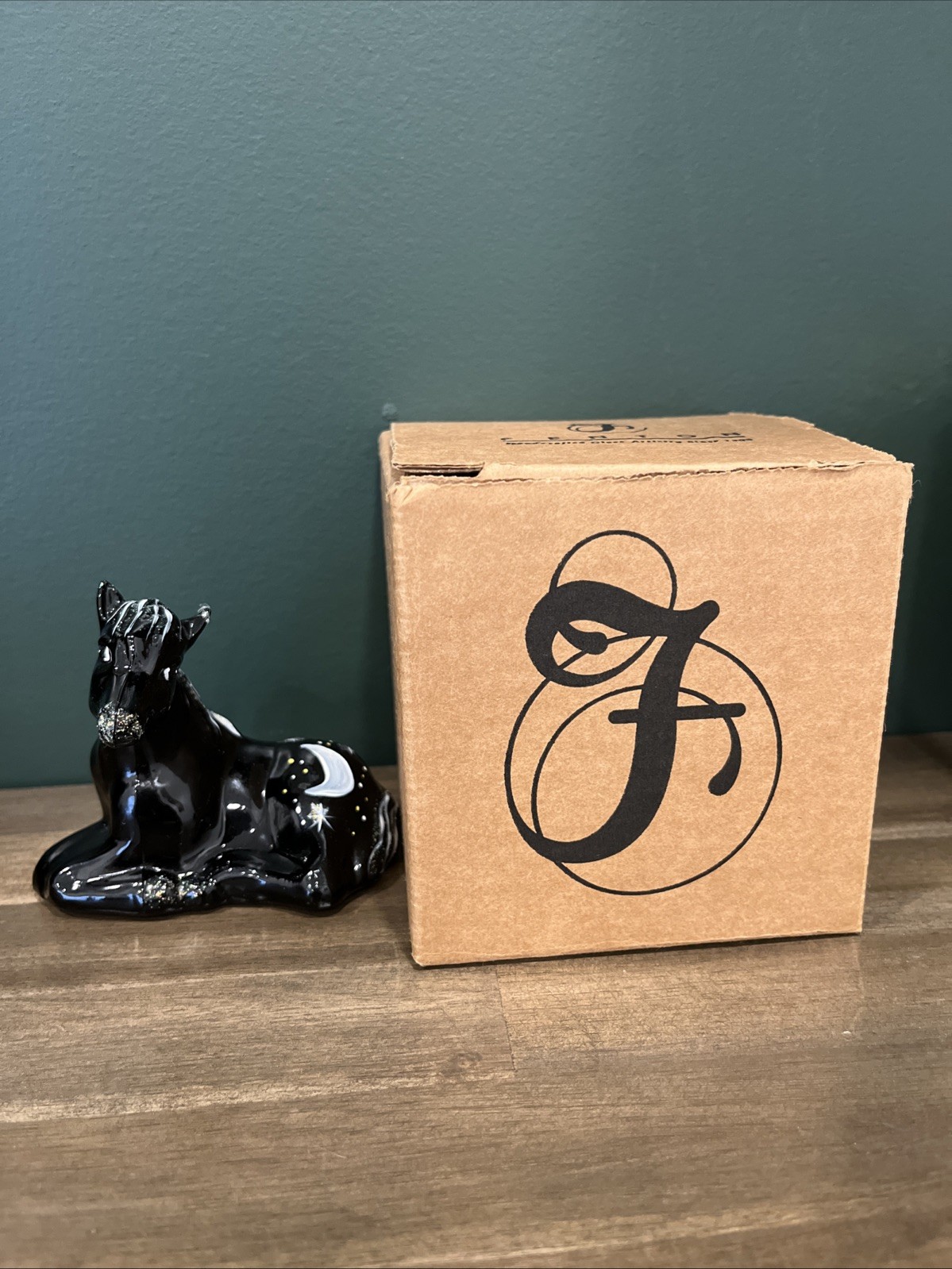 FENTON Hand Painted BLACK HORSE - Signed by George Fenton