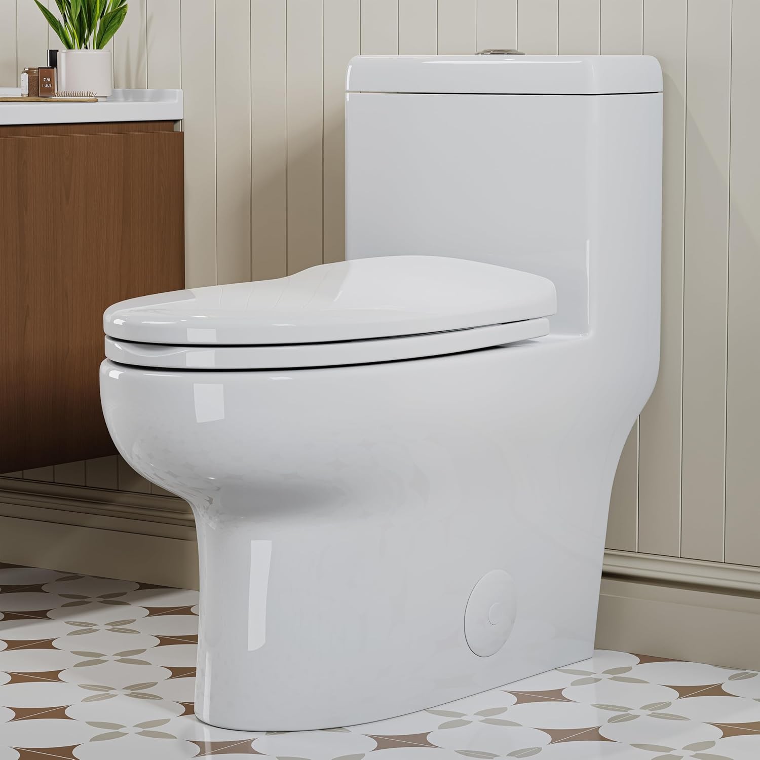 HOROW One Piece Toilet Dual Flush 10\'\' Rough-In Elongated Toilet White Finish HOROW One Piece Toilet Dual Flush 10\'\' Rough-In Elongated Toilet White Finish