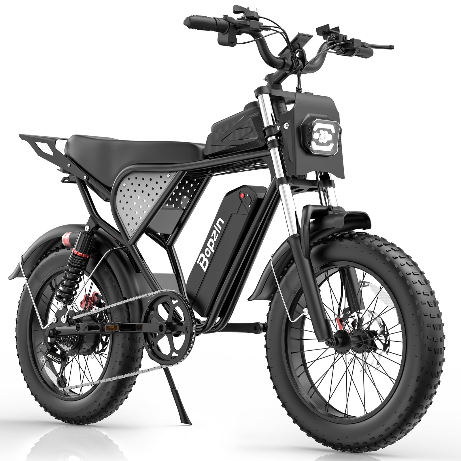 Bopzin 20\'\' Fat Tire Electric Bike 2000W 48V 25Ah Up to 80Miles E-Bike for Adult