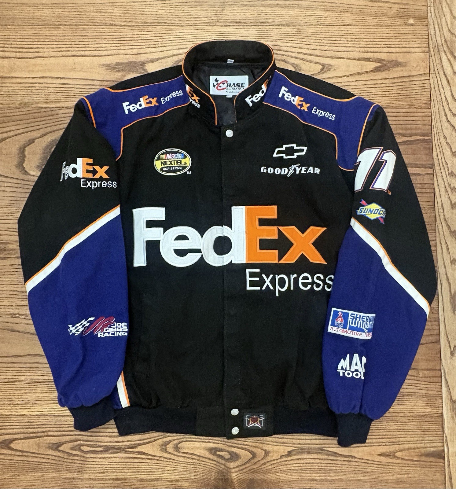 Vintage Chase Authentics Denny Hamlin #11 FedEx NASCAR Racing Jacket Men’s 2XL