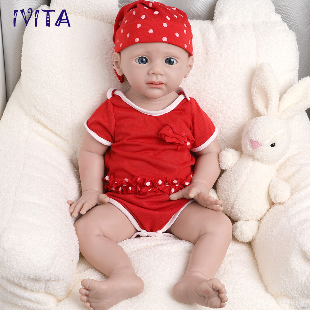 IVITA 20\'\' Full Silicone Reborn Baby Girl Handmade Newborn Baby Kids Xmas Gift