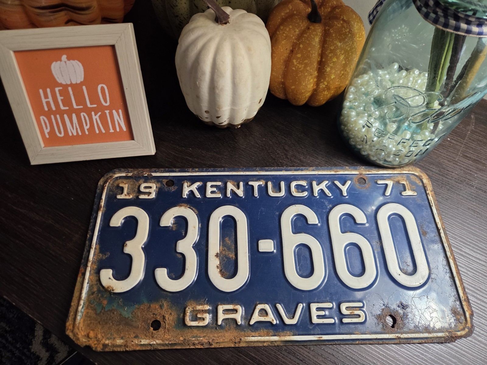 Vintage 1971 Blue Kentucky License Plate
