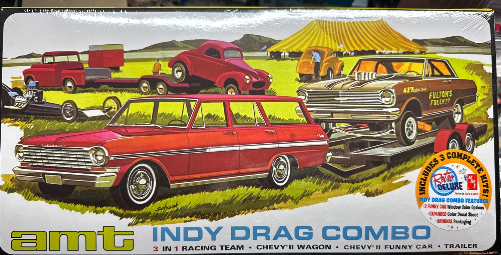 SKILL 2 MODEL KIT INDY DRAG COMBO 3-IN-1 SET 1/25 SCALE MODEL BY AMT AMT1520