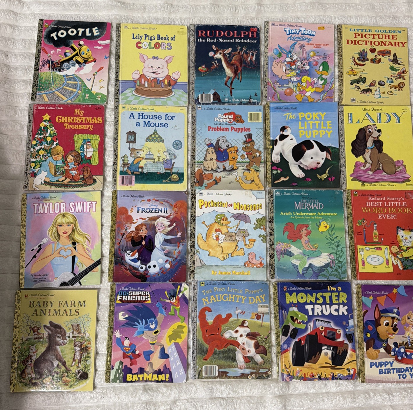 20 Little Golden Books Children’s Book Lot Disney RudolphTootle Poky PuppyScarry