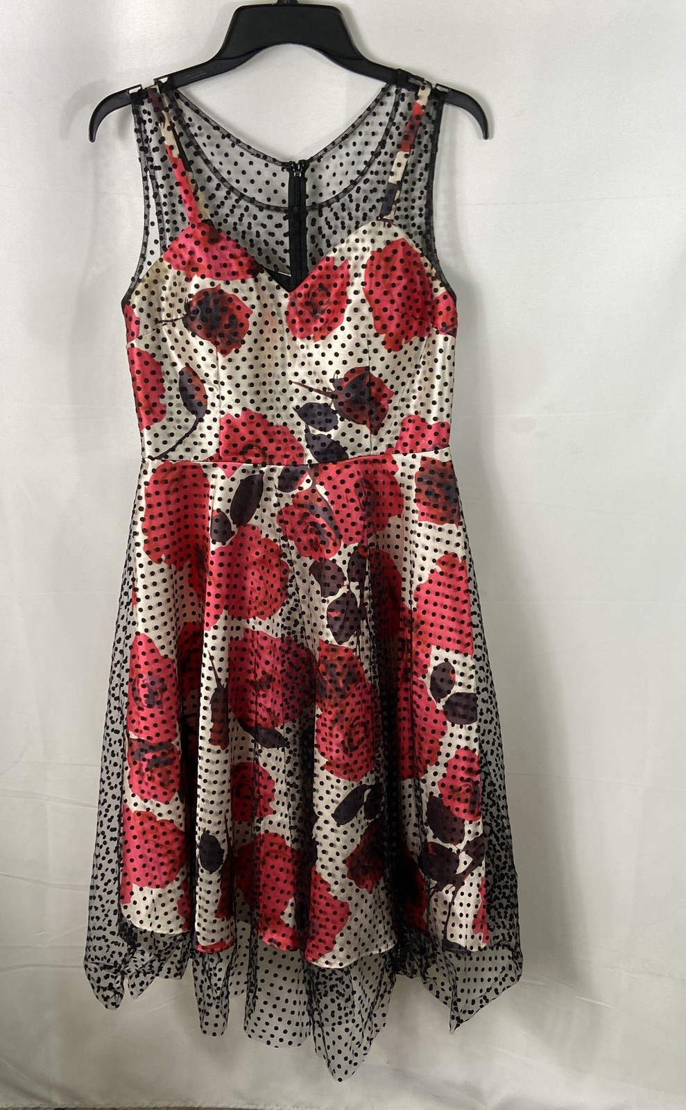 Unique Vintage Women\'s Iconic Swiss Dot Floral High Society Dress Sz M NWT