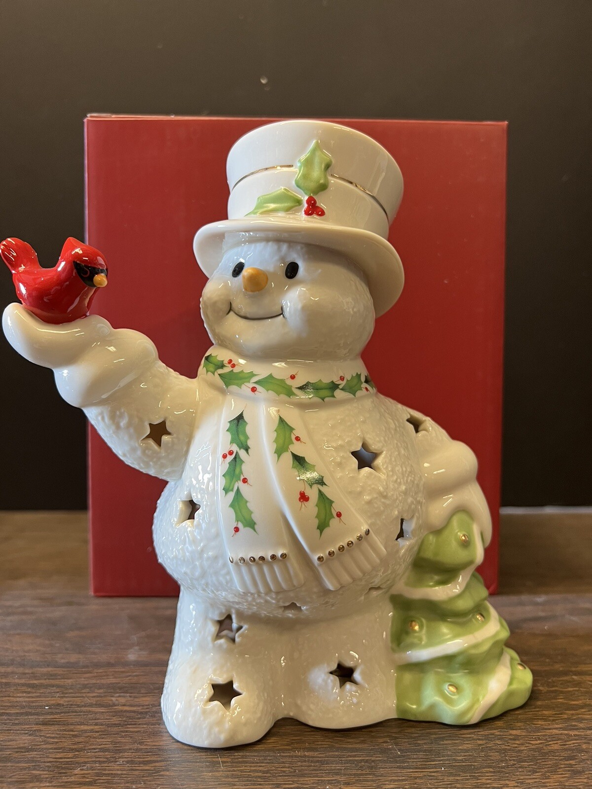 Happy Holly Days Snowman & Cardinal Lit Figurine 8 Happy Holly Days Snowman & Cardinal Lit Figurine 8