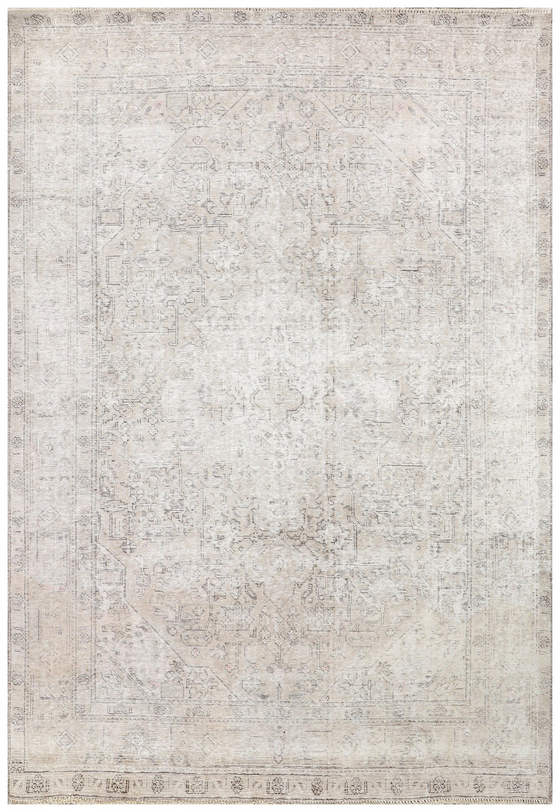 sold 6\' x 9\' Vintage Hand-knotted Perrsian Rug Light Gray distressed Pre-Owned