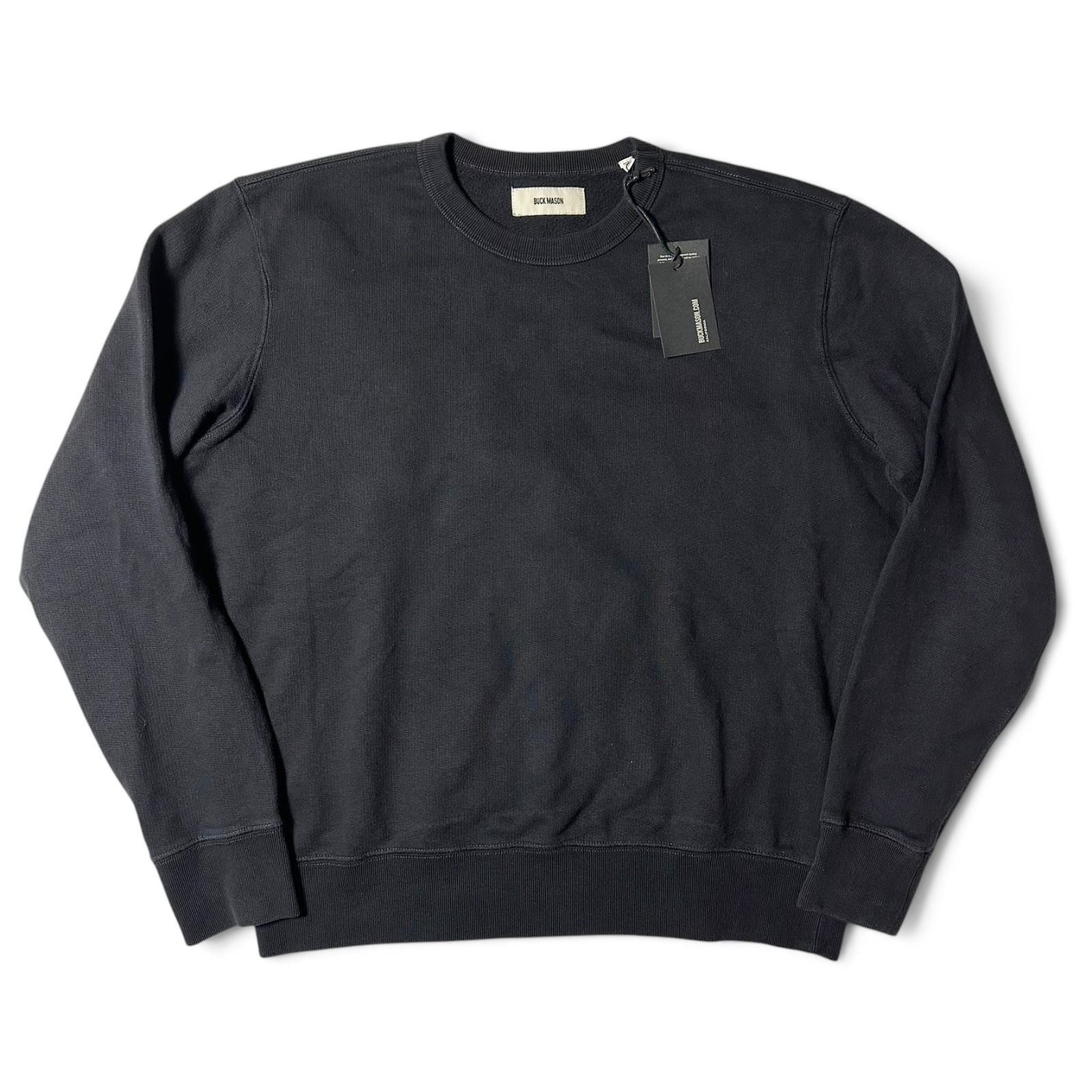 Buck Mason Vintage Sunfade Interloop Crew Sweatshirt Mens Size L Black NWT Buck Mason Vintage Sunfade Interloop Crew Sweatshirt Mens Size L Black NWT