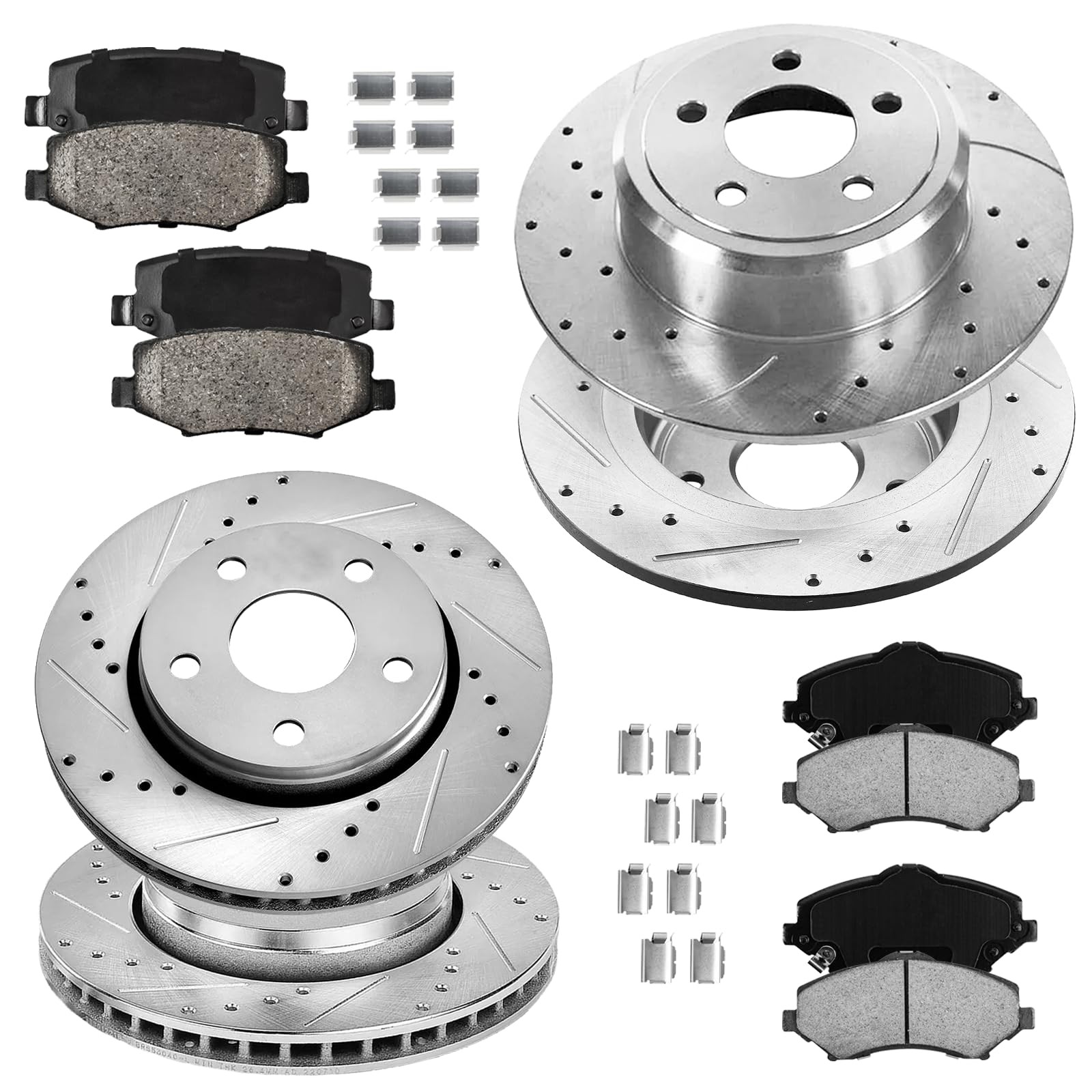 11.89 Front 12.44 Rear Drilled Slotted Brake Kit 2007-2018 Jeep Wrangler JK