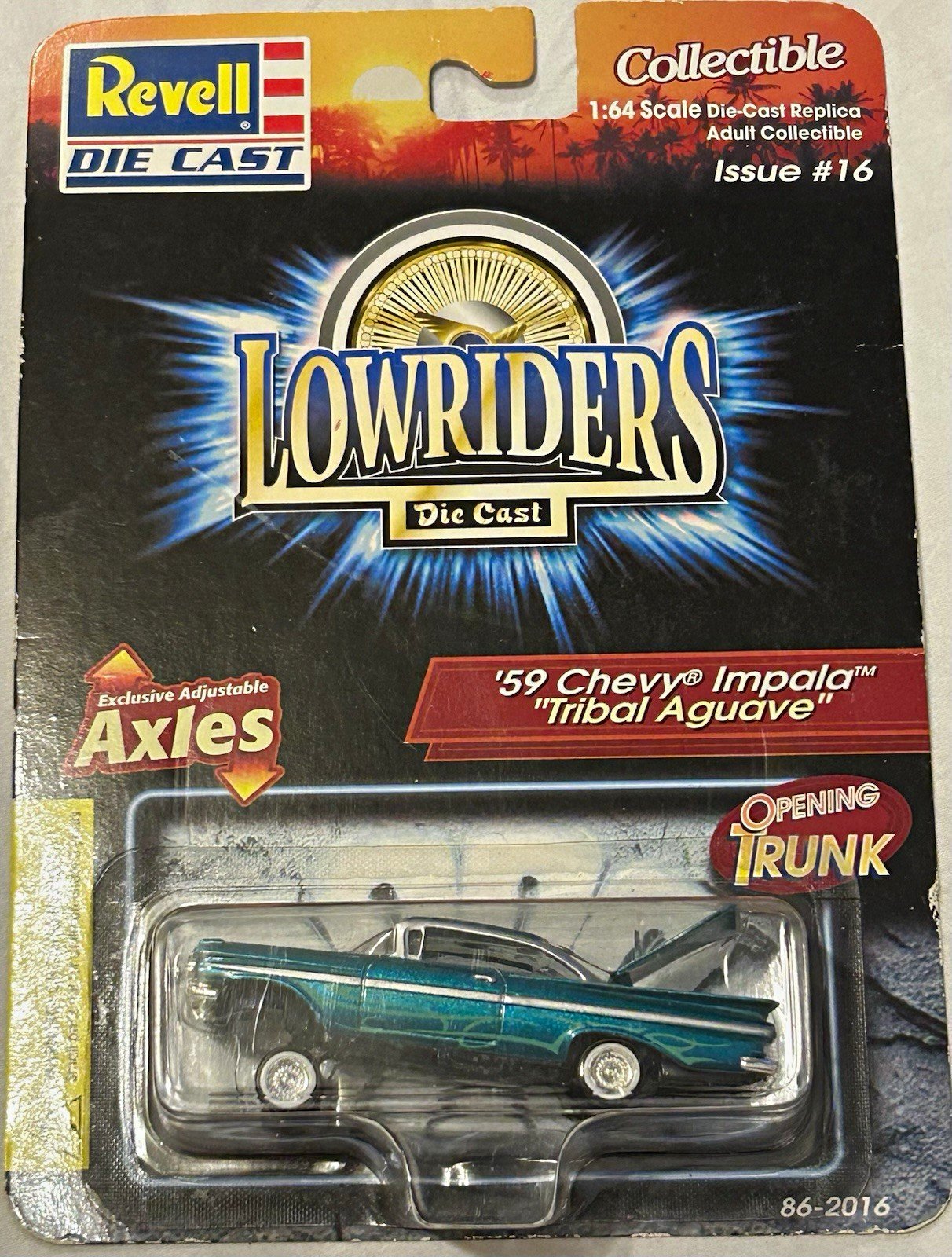 Revell Lowriders Die Cast 1:64 1959 Chevy Impala Tribal Aguave Opening Trunk