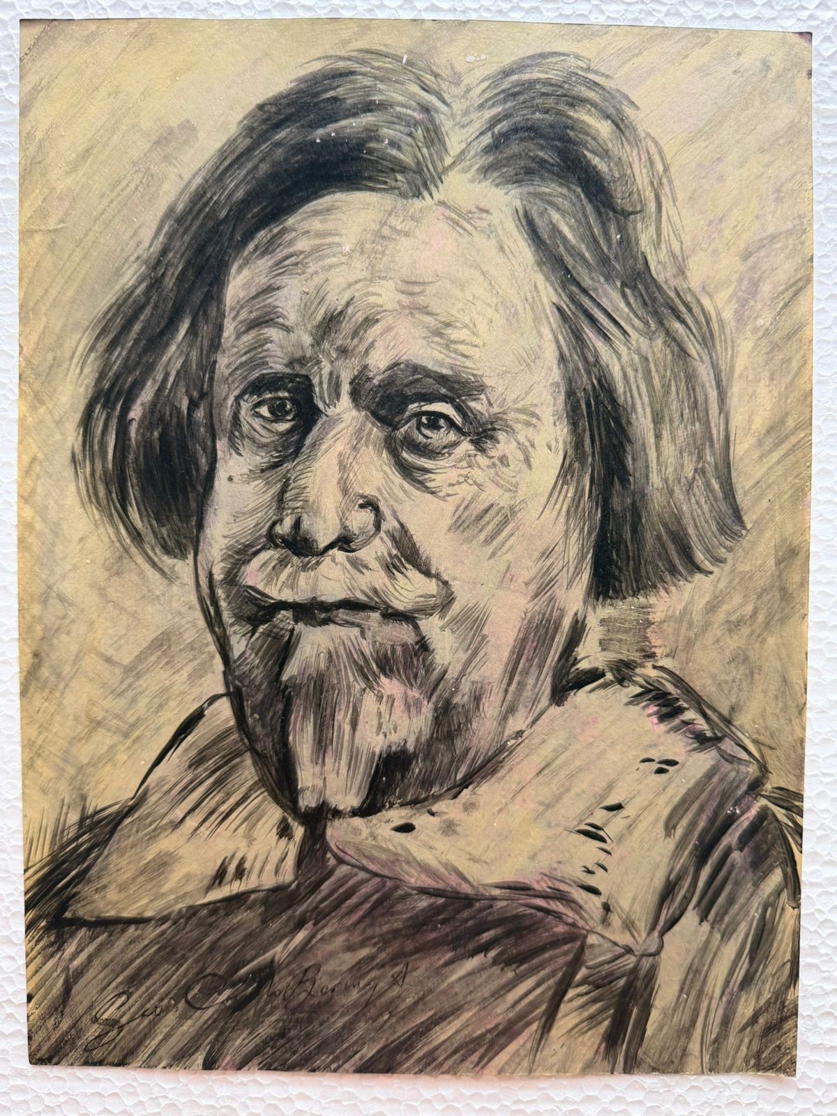 GIAN LORENZO BERNINI painting drawing on old paper signed stamped