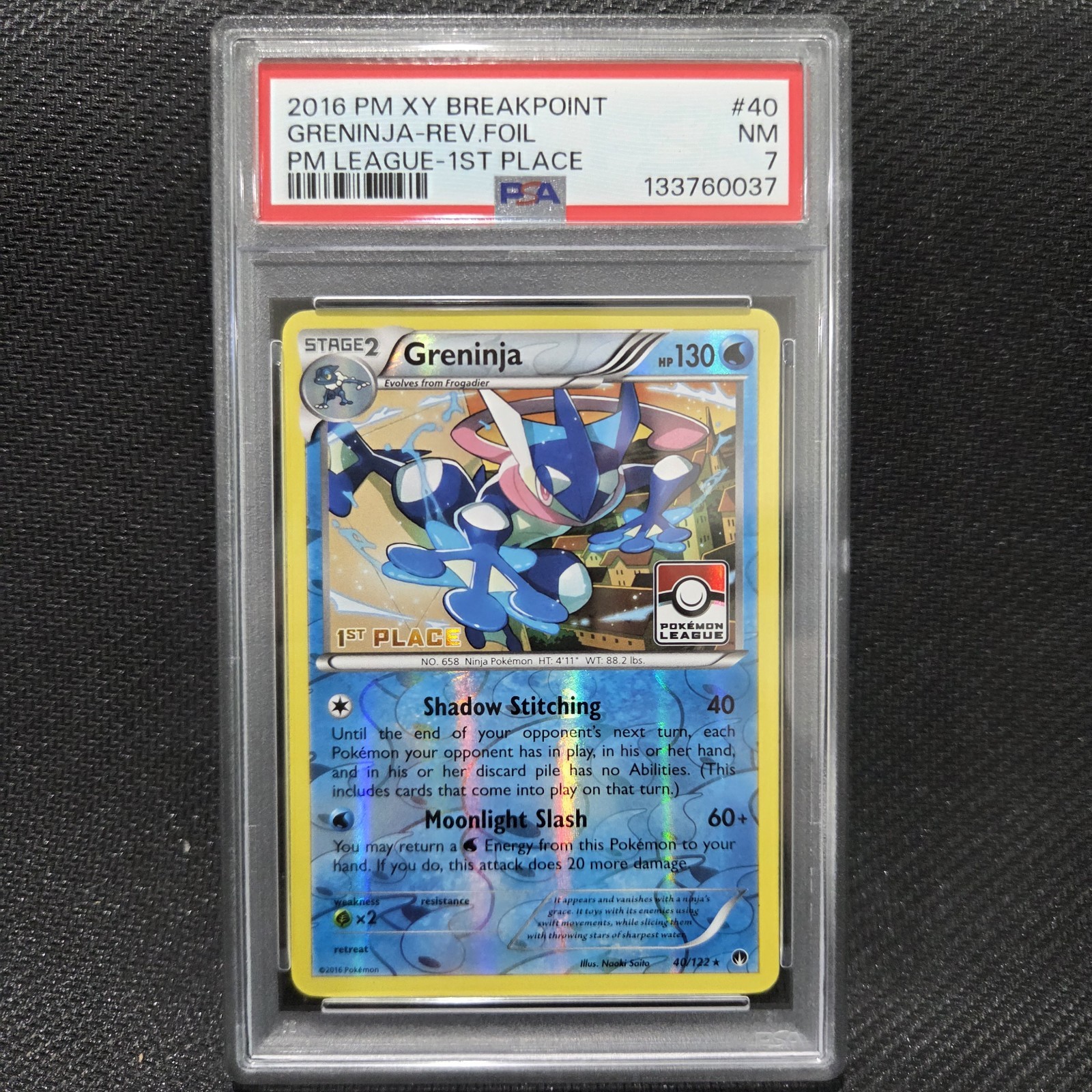 2016 Pokemon: GRENINJA 40/122 - [1st Place] - [League Promo] Breakpoint NM PSA 7