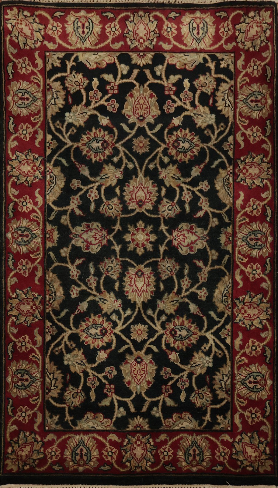 Sophisticated Ornate Floral Agra Rug Foyer Oriental 3x5 in Rich Red and Black