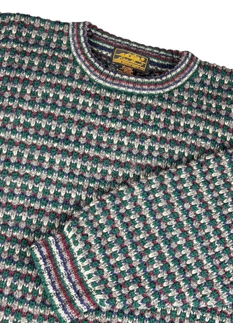 Vintage Eddie Bauer Sweater Men\'s Sz L Shetland Wool Knit Birdseye Chunky Heavy Vintage Eddie Bauer Sweater Men\'s Sz L Shetland Wool Knit Birdseye Chunky Heavy