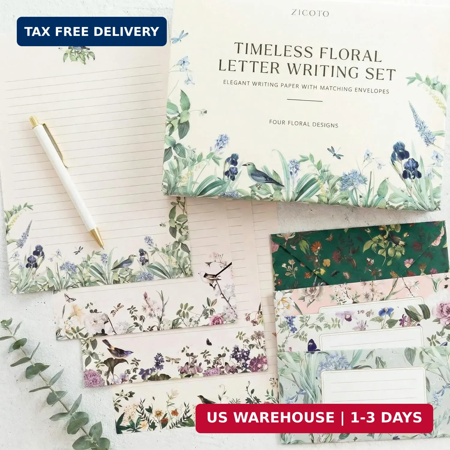 Beautiful Stationery Set with Envelopes - Lined Letter Writing Paper | No-bleed