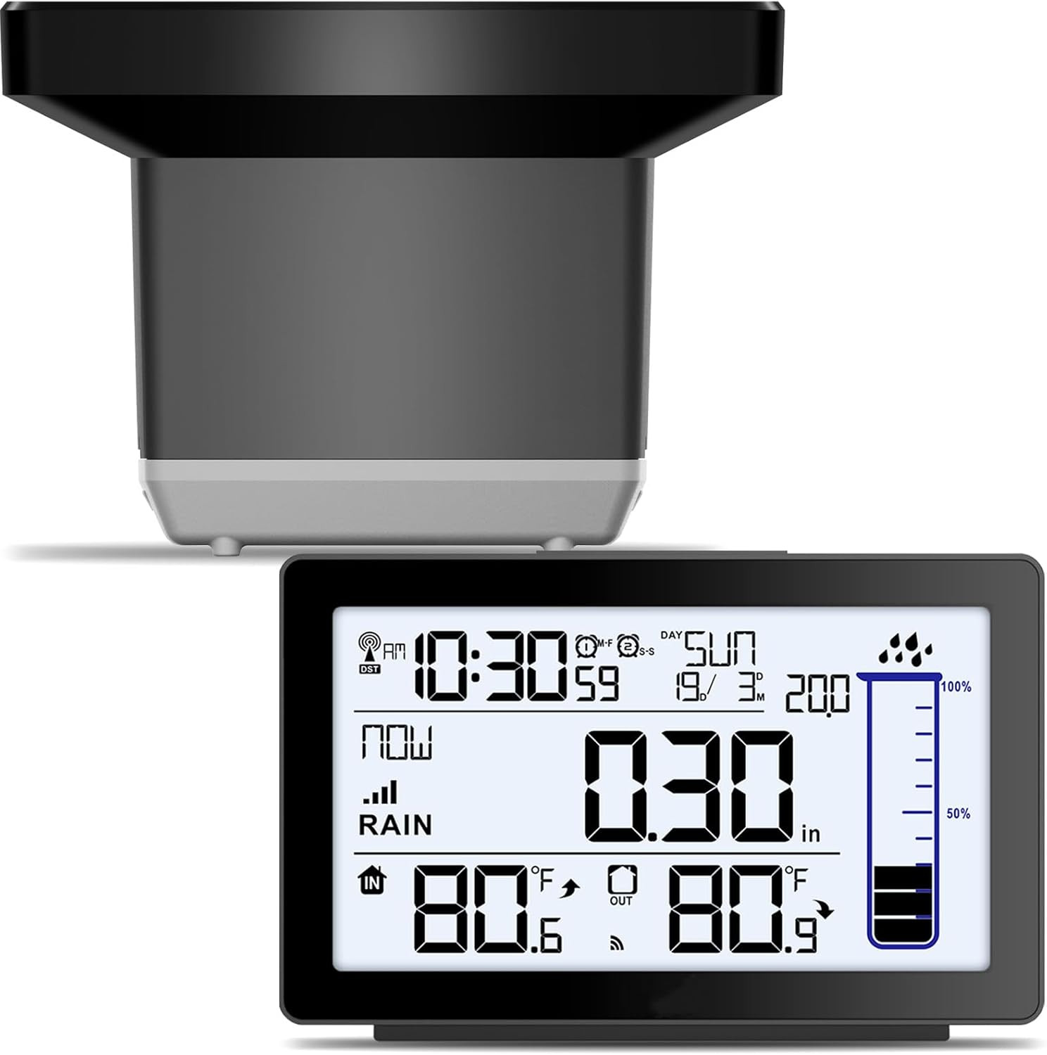 Wireless Rain Gauge Outdoor, Self-Emptying Digital Rain Gauges Outdoors Best Rat