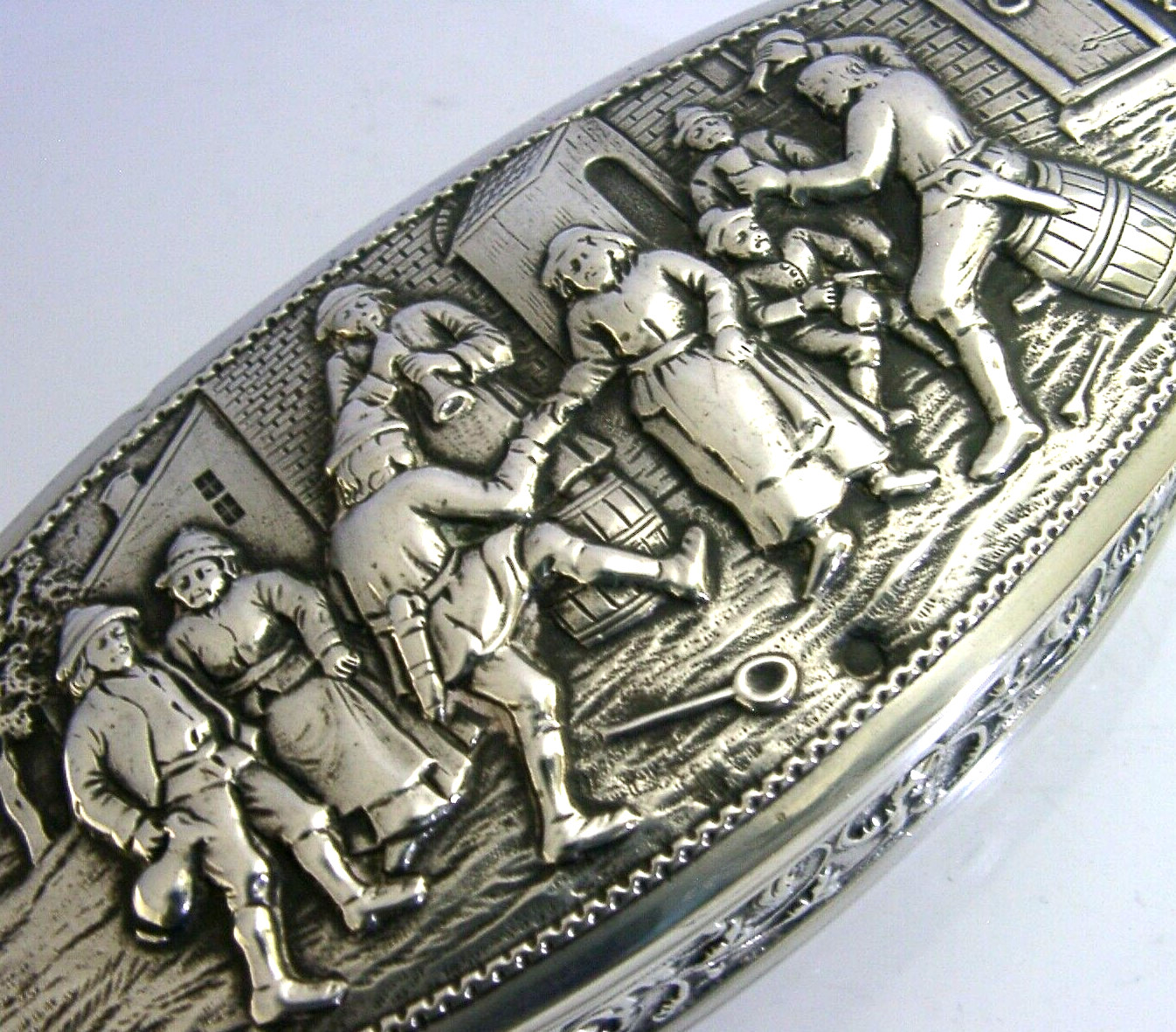 LARGE HEAVY 162g DUTCH SOLID SILVER DESK BOX 1914 ANTIQUE