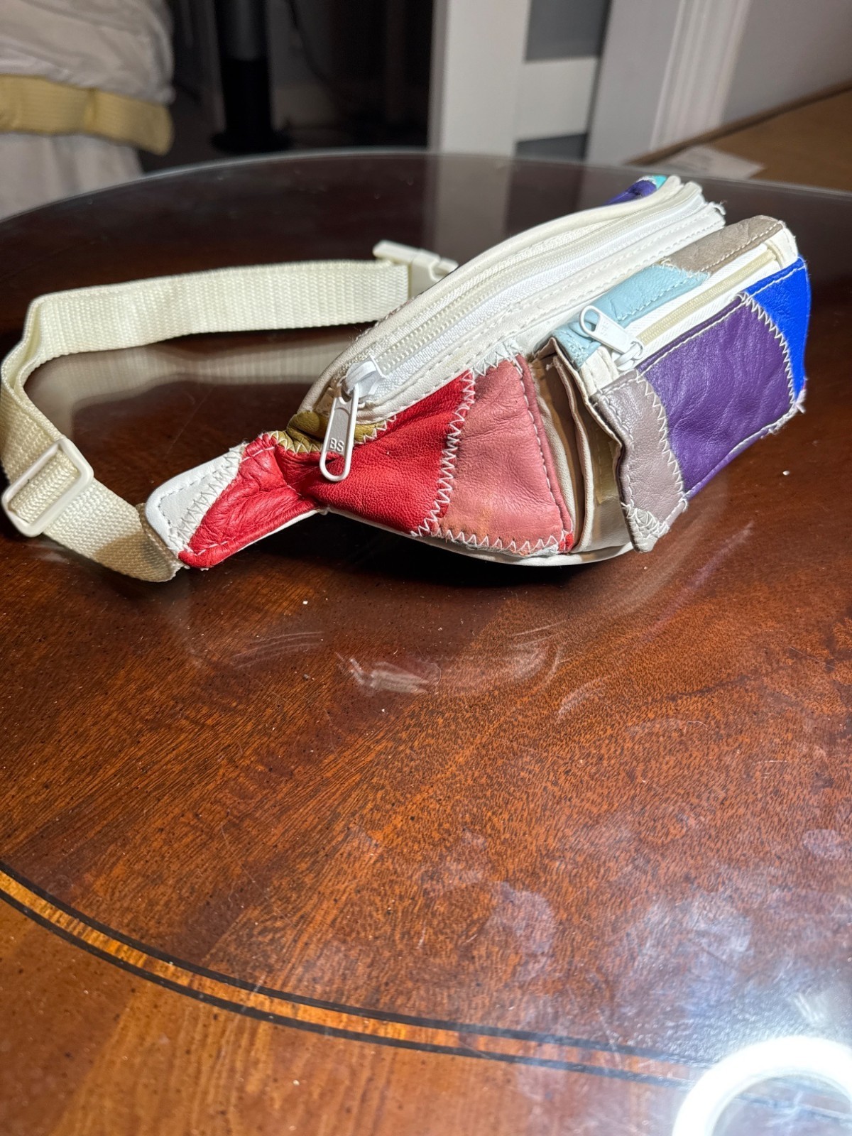 Vintage Patchwork Faux Leather Fanny Pack With Adjustable Strap             67-6