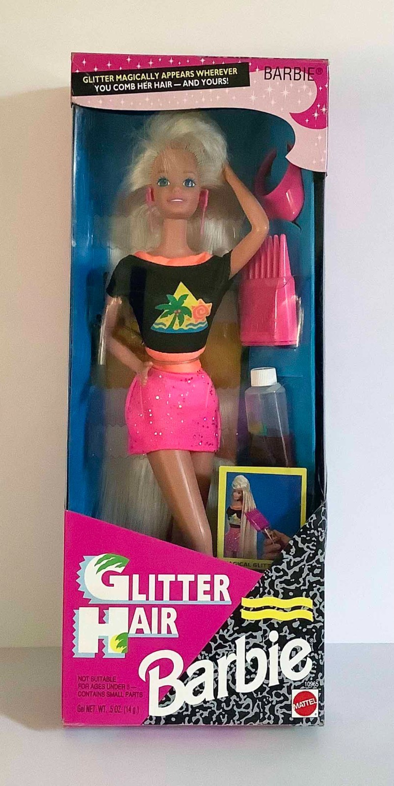 Vintage 1993 GLITTER HAIR BARBIE DOLL Mattel Original Box BLONDE