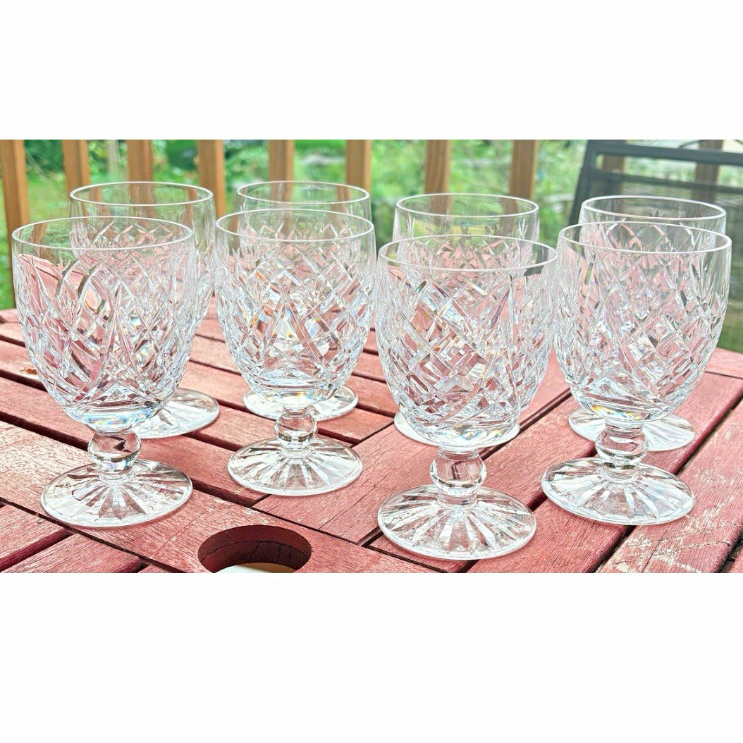 Waterford Crystal Donegal Water Goblets - Set of 8 Signed Glasses 5.75\