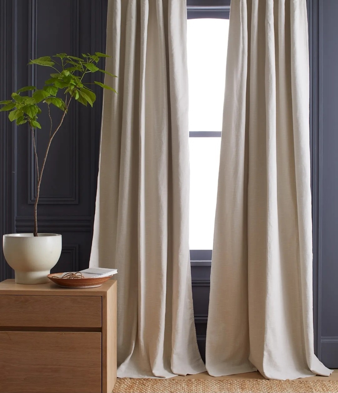 NWOT Quince Cotton Slub 48” X 96” Room Darkening Curtains Set 2 Natural Sand