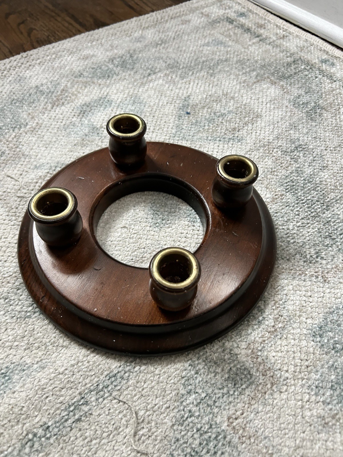 Vintage Charles Lesters Hand-turned Wood Advent Candle Ring Holder
