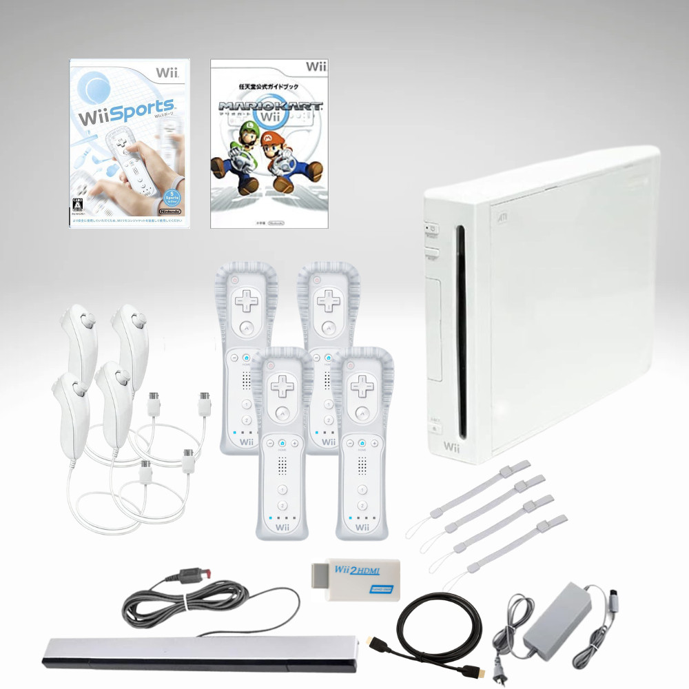 Nintendo Wii HDMI Console Bundle Wii Sports Mario Kart 1-4 Controllers Ready