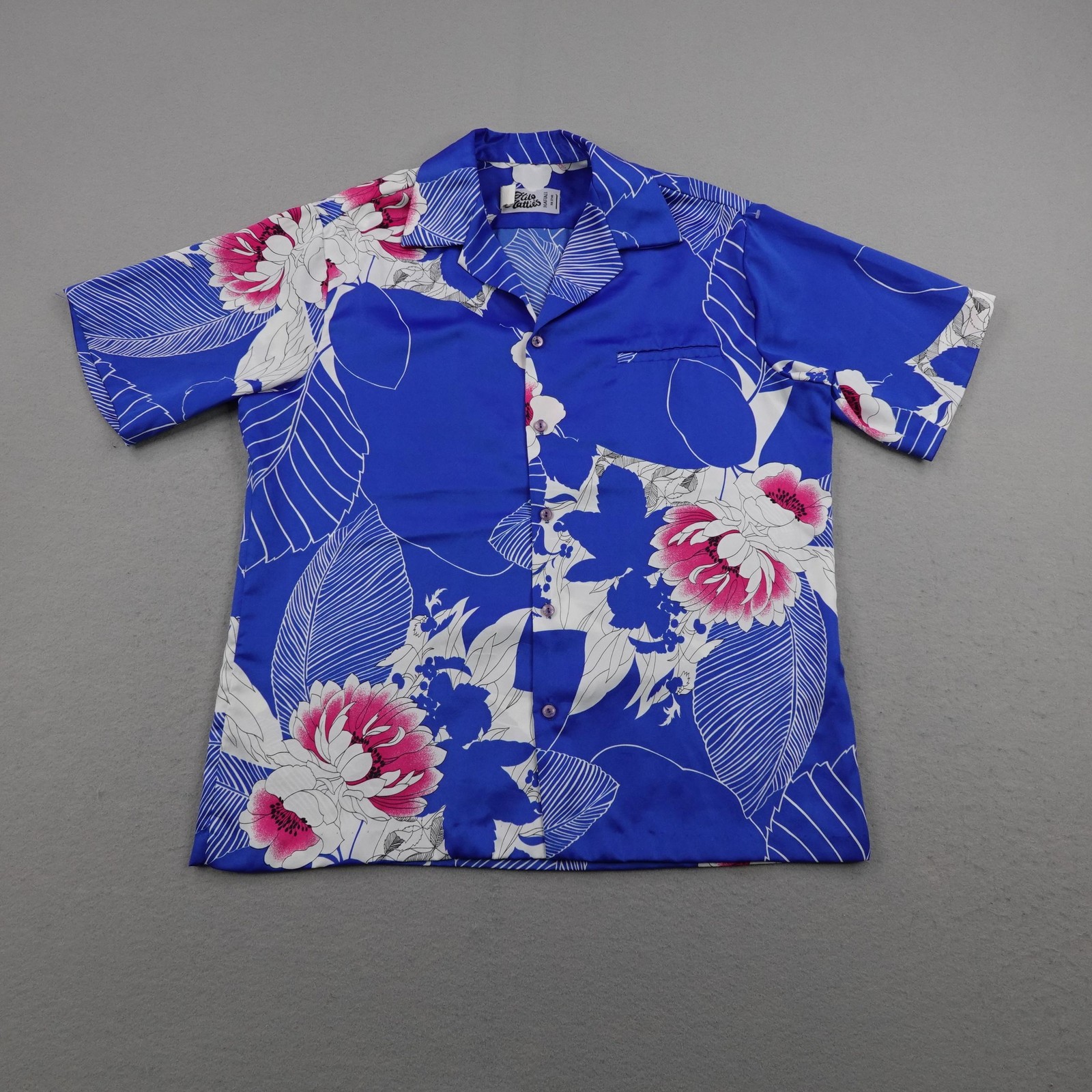 Vintage Hilo Hattie Shirt Mens XL Blue Floral Hawaiian Aloha Lightweight 70s