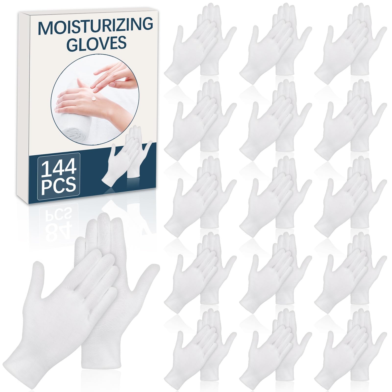 144 Pairs White Cotton Gloves Moisturizing Dry Hands Sleeping Spa Inspection Wor 144 Pairs White Cotton Gloves Moisturizing Dry Hands Sleeping Spa Inspection Wor