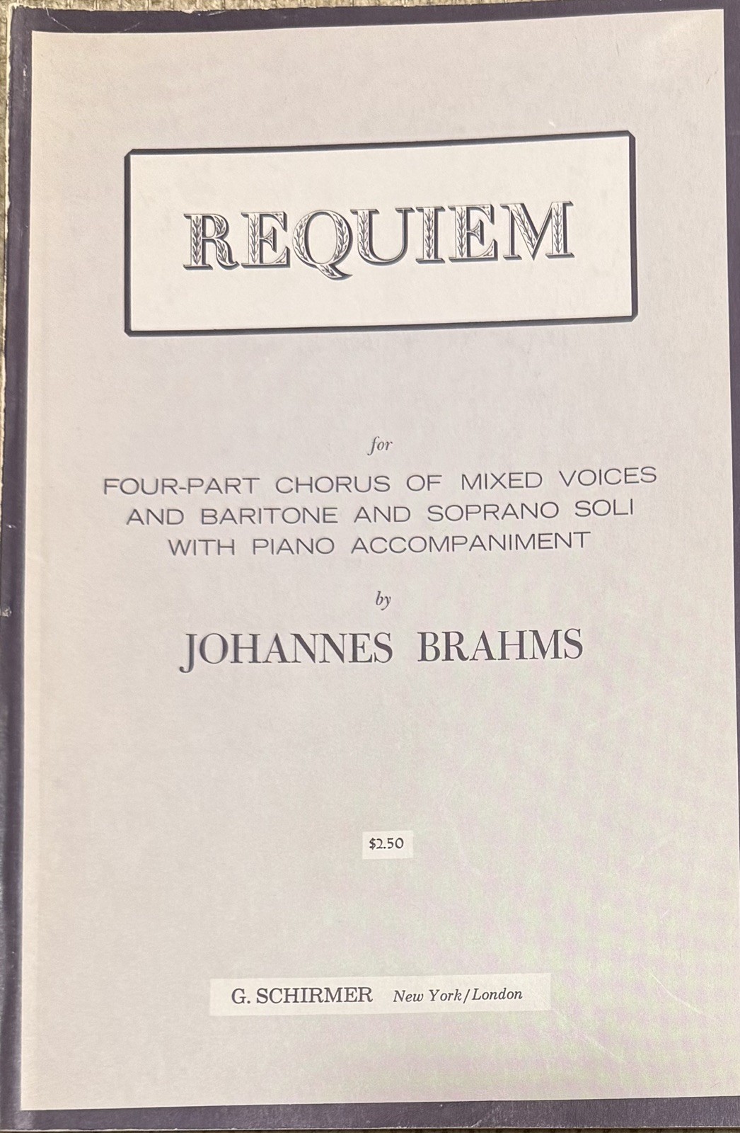 BRAHMS: Requiem - Vocal Score- English (G. Schirmer, paperback) BRAHMS: Requiem - Vocal Score- English (G. Schirmer, paperback)