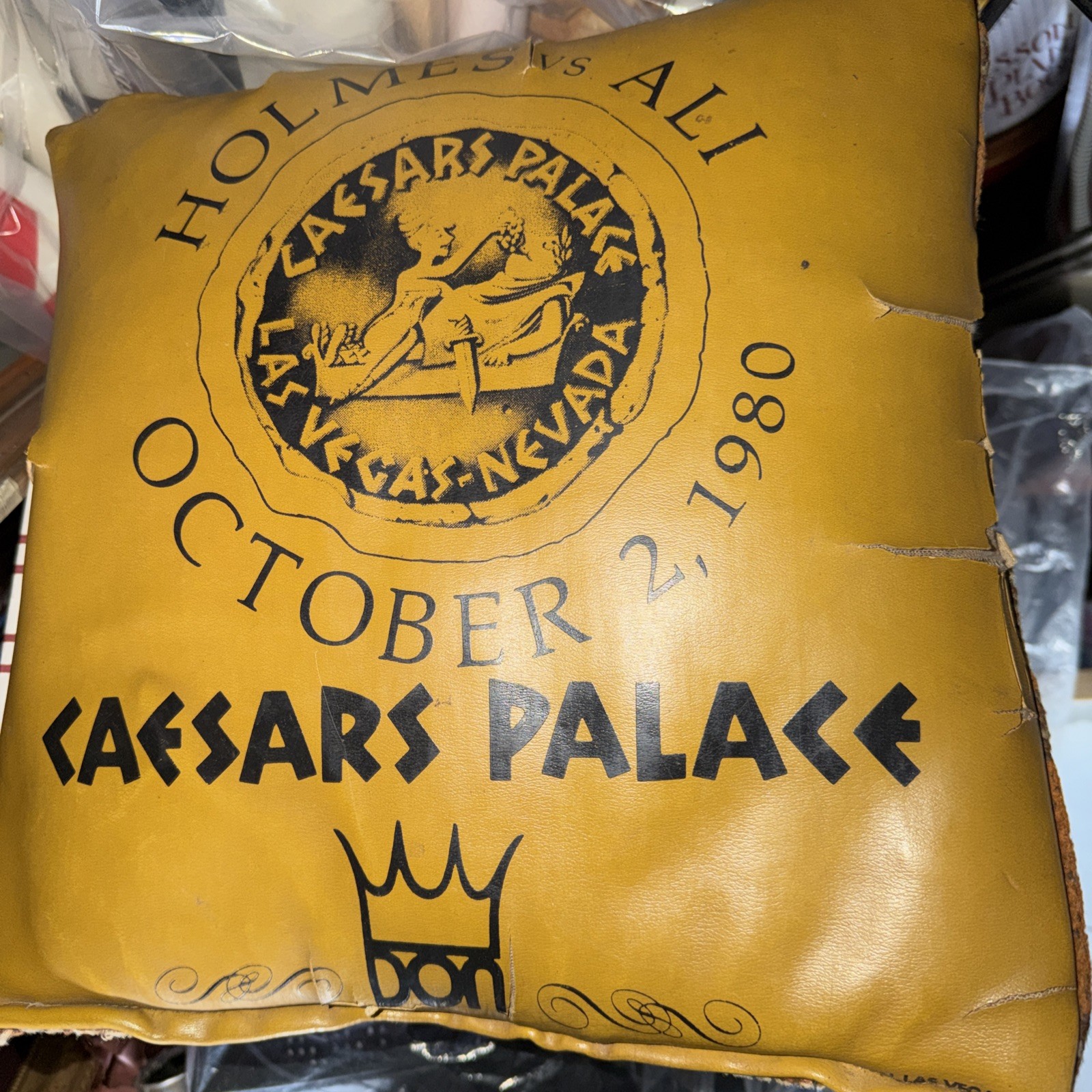 Vtg 1980 Larry Holmes vs Muhammad Ali Caesars Palace Boxing Fight Seat Cushion Vtg 1980 Larry Holmes vs Muhammad Ali Caesars Palace Boxing Fight Seat Cushion