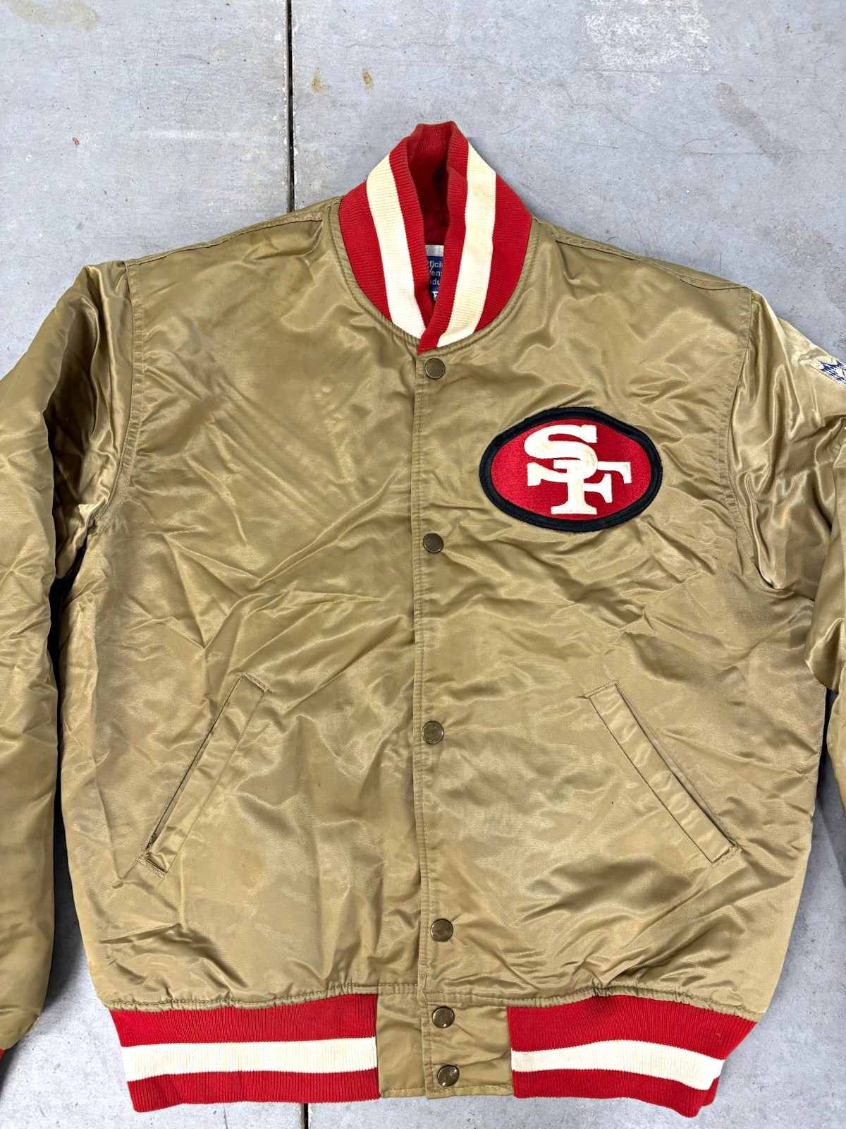 Starter 49ERS BOMBER JACKET 90s Vintage NFL San Francisco Gold Colour Size M