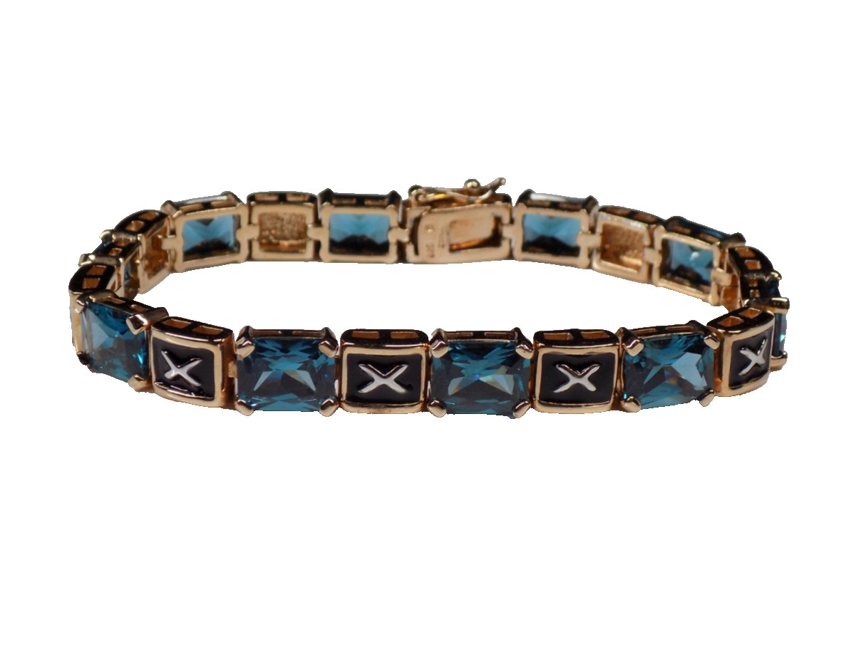 Vintage London Blue Spinel XO Tennis Bracelet Gold Vermeil 925 Sterling Silver Vintage London Blue Spinel XO Tennis Bracelet Gold Vermeil 925 Sterling Silver